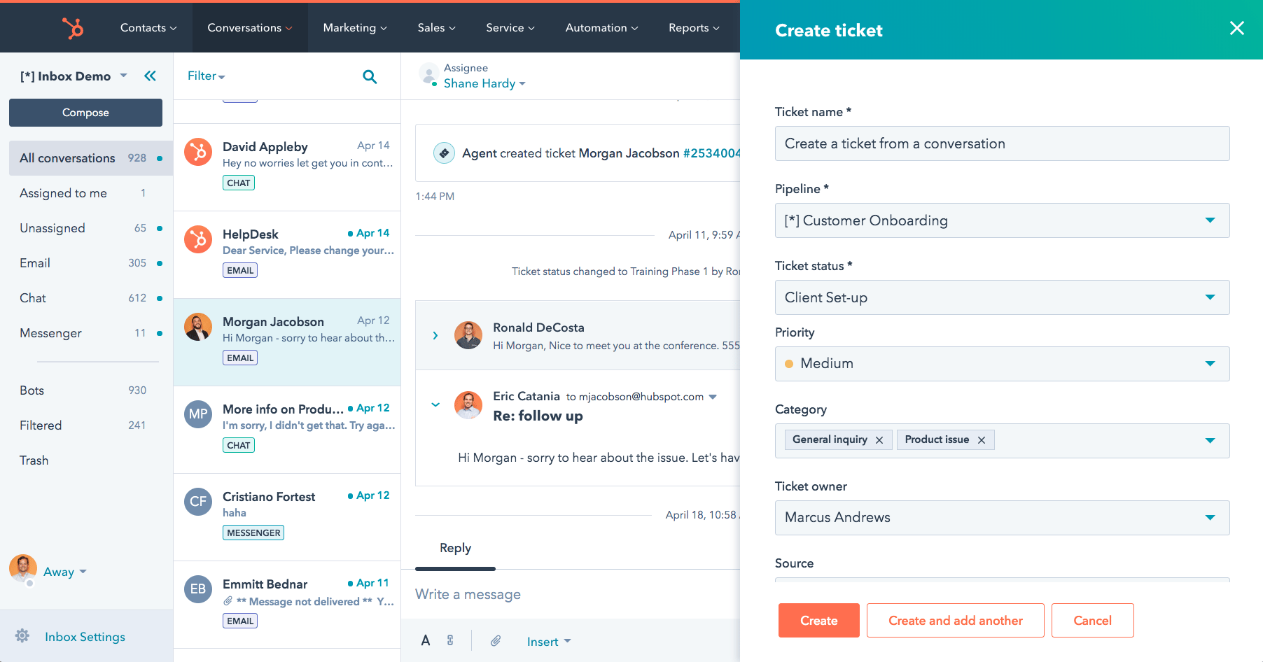 Create ticket from conversation